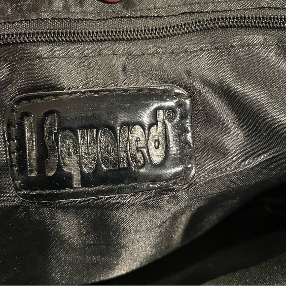 I Squared Black Patent Studded Ruffle Clutch Shoulder Bag - Picture 5 of 7